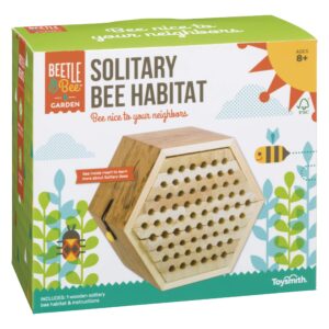 Toysmith Beetle & Bee Solitary Bee Habitat - DIY Kids Art Craft Outdoor Bee Kit, Educational Kit for Kids, No Hardware/No Glue Required, 13 Wooden Pieces, FSC Certified, Intended for Age 8+