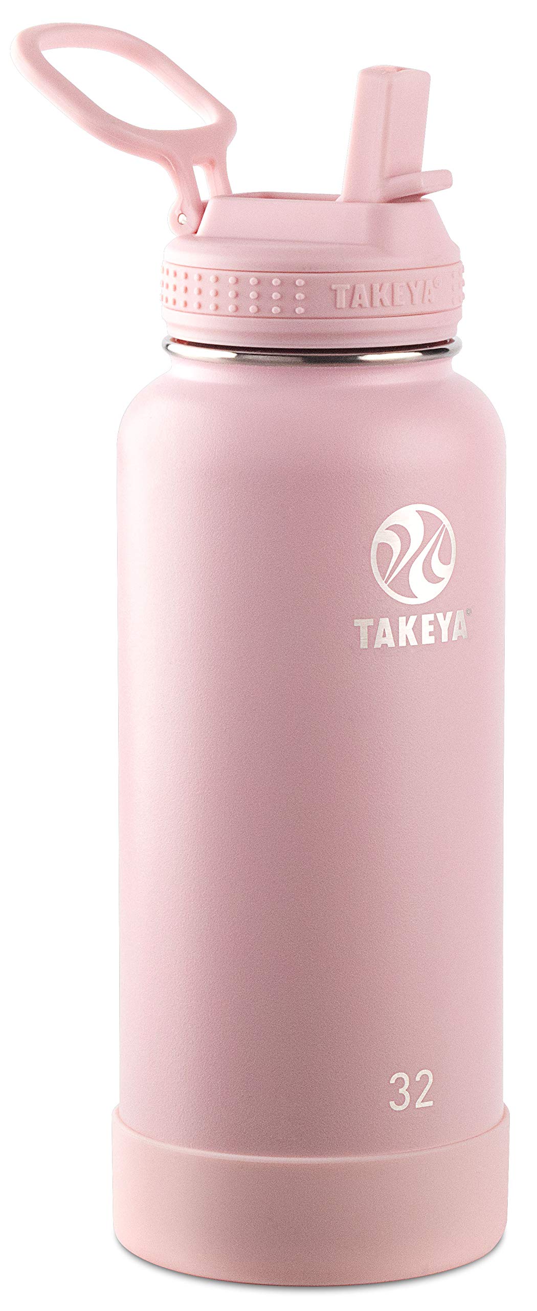 Takeya Actives 32 oz Vacuum Insulated Stainless Steel Water Bottle with Straw Lid, Premium Quality, Blush