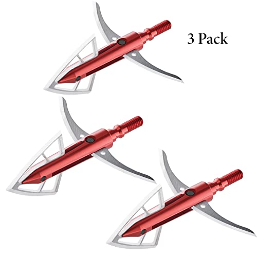 BLOODSPORT Gravedigger Extreme 4-Blade Hunting Hybrid Mechanical Broadhead with Cut-on-Contact Tip - 100 Grains | 2.25" Cutting Diameter | 3 Pack