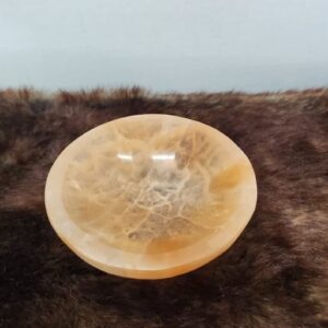 CrystalsAhoy 4" Peach Selenite Charging Bowl with Base, Selenite sourced ethically from Morocco