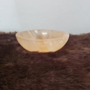 CrystalsAhoy 4" Peach Selenite Charging Bowl with Base, Selenite sourced ethically from Morocco