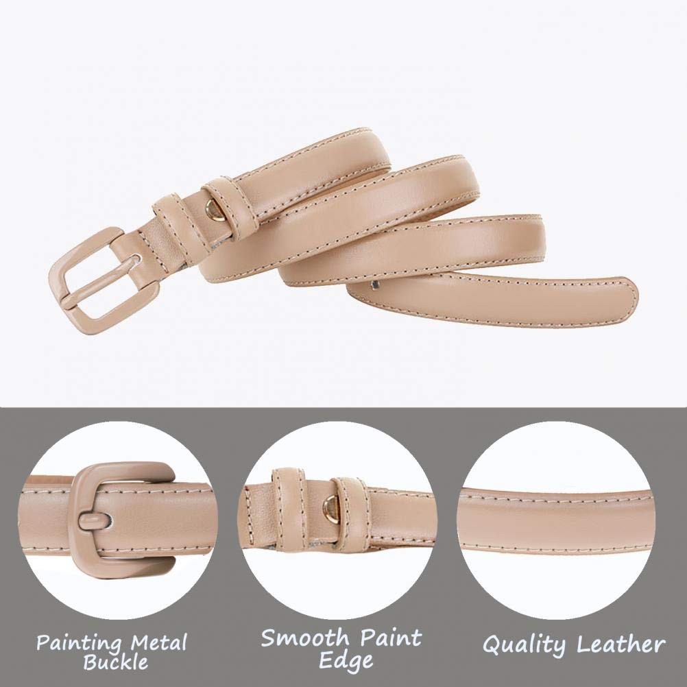 VOCHIC Trendy Women Leather Skinny Belts for Jeans Pants Thin Dress Waist Belt