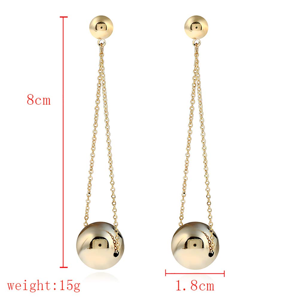 Doubnine Long Chain Earrings Metallic Ball Gold Drop Dangle Modern Threader Earrings Wedding Bridal Jewelry for Women