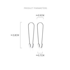 Minimalist Safety Pin Cartilage Sterling Silver Big Hoop Earrings for Women Girls Elegant Dangle Drop 37mm