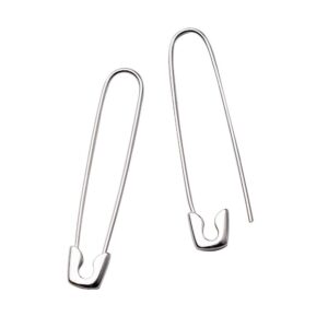 Minimalist Safety Pin Cartilage Sterling Silver Big Hoop Earrings for Women Girls Elegant Dangle Drop 37mm