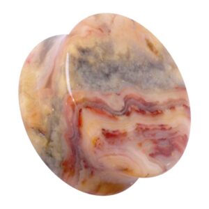 Natural Crazy Lace Agate Stone Saddle Plug (0GA)