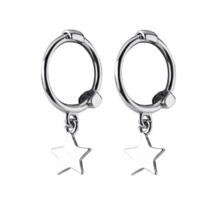 Mini Star Dangle Sterling Silver Small Hoop Earrings for Women TCartilage Sleeper Hoops Cute Jewelry