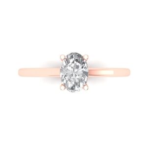 clara pucci 1.0 ct oval cut solitaire genuine moissanite wedding bridal designer anniversary engagement ring in 14k rose gold for women