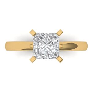 clara pucci 1.50 ct princess cut solitaire genuine moissanite wedding bridal designer anniversary engagement ring in 14k yellow gold