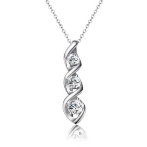 Ascona Dainty 3 Stone Pendant Silver Necklace,Twisted Infinity Cubic Zirconia Necklace for Women Jewelry Gift Bridesmaid Necklace Mother's Day Gift Valentines Day Gifts for Her