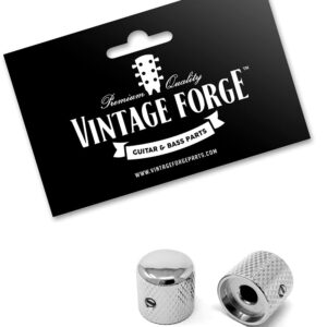 Vintage Forge Chrome Metal Dome Knobs for Fender Telecaster Guitar and Precision P-Bass (Set of 2) 1/4 Inch Solid Shaft DK50US-CHR