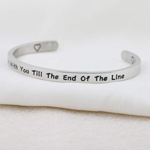 FUTOP I’m with You Till The End of The Line Cuff Bracelet Gift for Boyfriends, Girlfriends Mother Gift From Daughter, Son (line cuff)