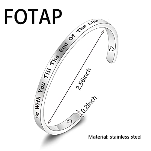 FUTOP I’m with You Till The End of The Line Cuff Bracelet Gift for Boyfriends, Girlfriends Mother Gift From Daughter, Son (line cuff)