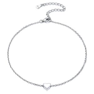 chicsilver ankle bracelets for women silver anklets for women dainty heart anklet