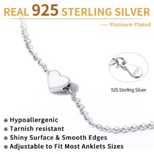 ChicSilver Ankle Bracelets for Women Silver Anklets for Women Dainty Heart Anklet