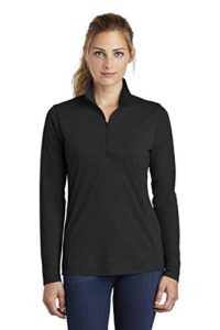 st ladies posicharge tri-blend wicking 1/4-zip pullover l black triad solid