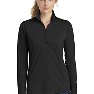 ST Ladies PosiCharge Tri-Blend Wicking 1/4-Zip Pullover L Black Triad Solid