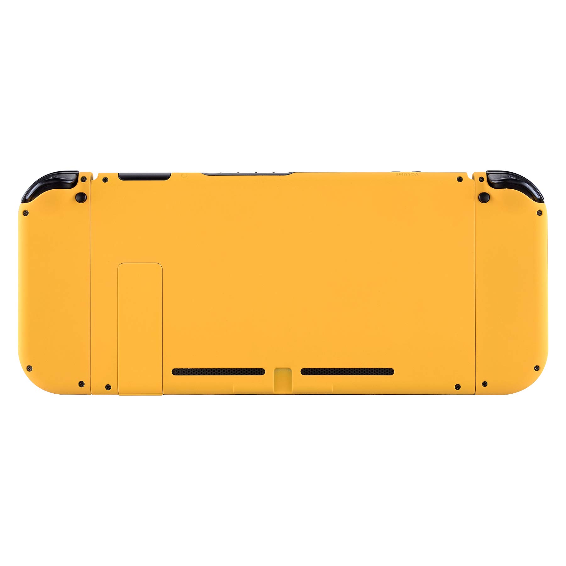 eXtremeRate DIY Replacement Shell Buttons for Nintendo Switch, Soft Touch Back Plate for Switch Console, Custom Housing Case with Full Set Buttons for Joycon Handheld Controller - Caution Yellow