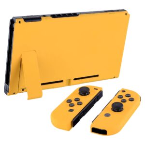 eXtremeRate DIY Replacement Shell Buttons for Nintendo Switch, Soft Touch Back Plate for Switch Console, Custom Housing Case with Full Set Buttons for Joycon Handheld Controller - Caution Yellow