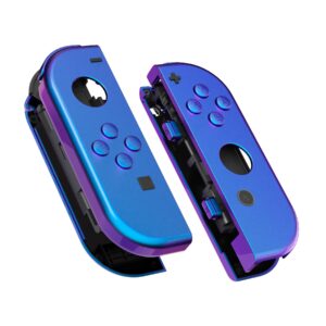 eXtremeRate DIY Replacement Shell Buttons for Nintendo Switch & Switch OLED, Chameleon Purple BlueCustom Housing Case with Full Set Button for Joycon Handheld Controller - Console Shell NOT Included