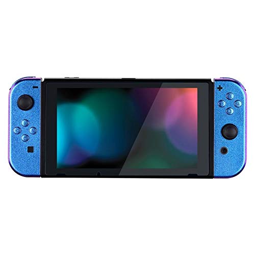 eXtremeRate DIY Replacement Shell Buttons for Nintendo Switch & Switch OLED, Chameleon Purple BlueCustom Housing Case with Full Set Button for Joycon Handheld Controller - Console Shell NOT Included