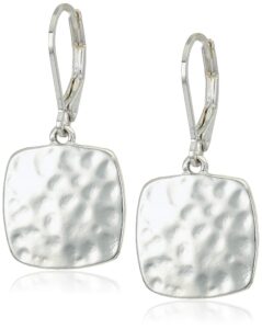 nine west classics women's silver tone soft square drop earrings