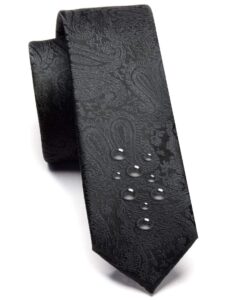 gusleson 2" solid black floral ties classic paisley men's slim skinny necktie（0788-10）