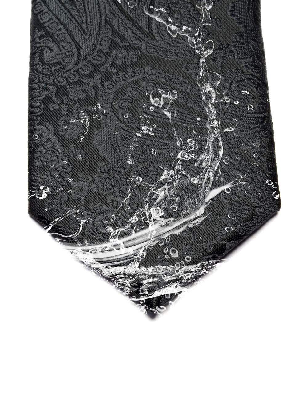 GUSLESON 2" Solid Black Floral Ties Classic Paisley Men's Slim Skinny Necktie（0788-10）