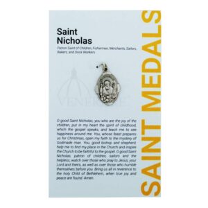 1" saint and holy subject medal with prayer card | over 25 different saints | durable and detailed charm | pendant medal carded with prayer | christian jewelry (st. nicholas)