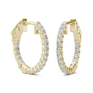 14K Yellow Gold Moissanite by Charles & Colvard 1.7mm Round Hoop Earrings 0.68cttw DEW