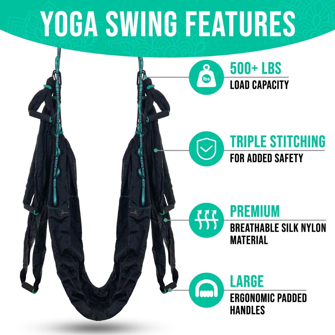 YOGA SWING PRO Premium Aerial Hammock Anti Gravity Yoga Swing Kit - Acrobat Flying Sling Set for Indoor and Outdoor Inversion Therapy