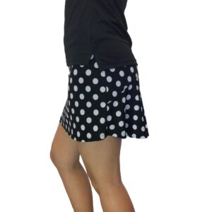 Black & White Polka Dot Flutter Style Golf/Tennis Skort/Skirt (Small)