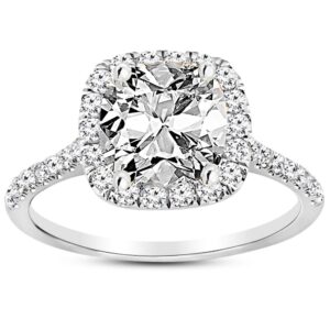 1.25 ctw cushion cut halo 14k white gold diamond engagement ring (j-k color i1-i2 clarity 1 ct center)