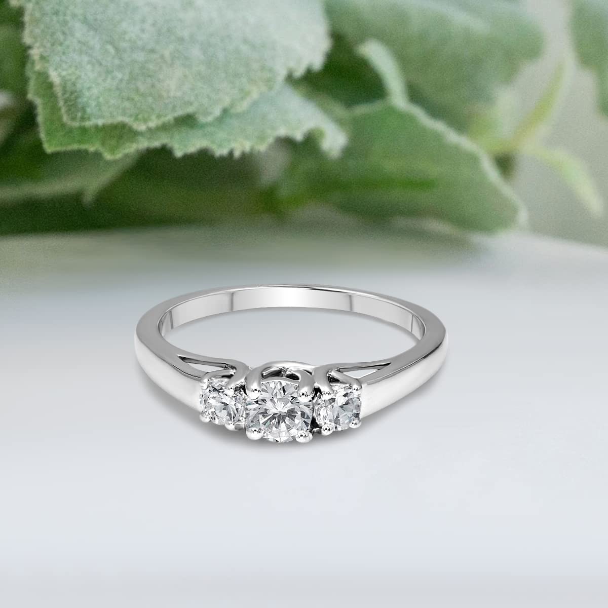 FRIENDLY DIAMONDS 1/2 Carat | 925 Sterling Silver | IGI Certified Lab Grown Solitaire 3 Stone Diamond Ring Prong Setting | Brilliant-Cut Round Shape Diamond | G-H Color, SI1 Clarity