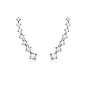 reffeer 925 sterling silver 7 crystals ear cuffs earrings climber wraps for women crawler earrings (a-silver)