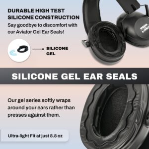 Pro Ears Ultra Gel 25 Noise Reduction Ear Muffs, 25 NRR, Lightweight & Slim w/Aviator Gel Ear Seals for Ultimate Comfort, Ideal for Shooting Ranges, Construction, and Loud Events, 8.8 oz, Made in USA