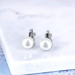 YOQUCOL 8mm Simulated Freshwater Pearl Clip On Earrings Not Pierced Elegant Stud Jewelry For Women