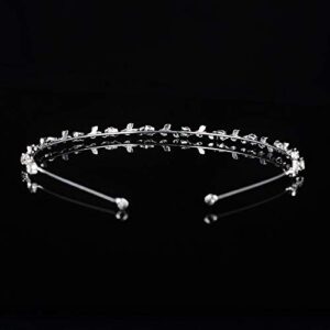 SUWOW Bridal Headband Bridal Headpieces for Wedding Crystal Headband Stylish Rhinestones Princess Crown Flower Leaf Tiara Headband Wedding Tiaras for Bride Prom Headband for Women Girl Adult Kids