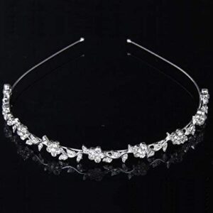 SUWOW Bridal Headband Bridal Headpieces for Wedding Crystal Headband Stylish Rhinestones Princess Crown Flower Leaf Tiara Headband Wedding Tiaras for Bride Prom Headband for Women Girl Adult Kids