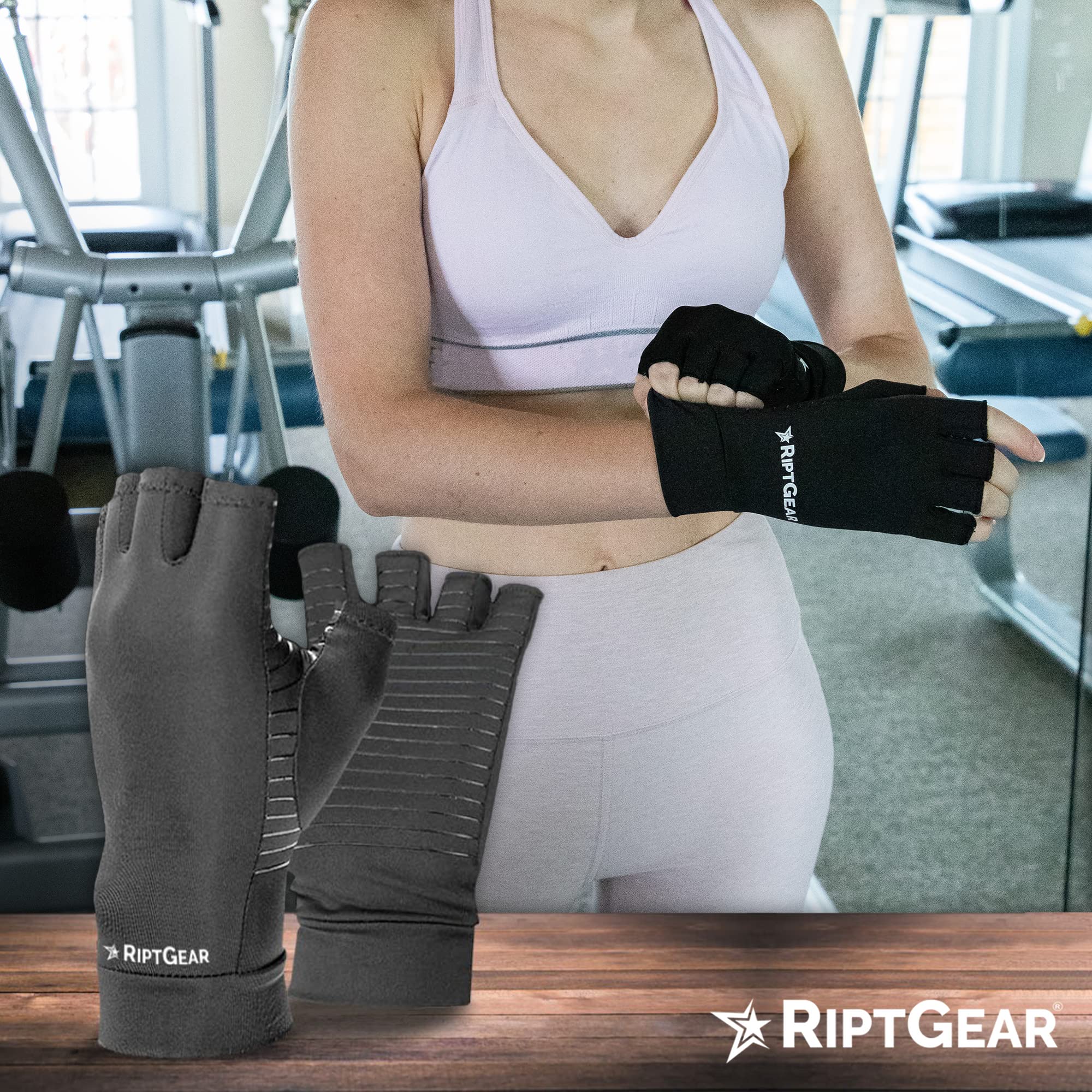 RiptGear Compression Gloves for Women and Men for Arthritis (Pair) - Women's and Mens Gloves for Hand Pain - Compression Gloves Men and Women - Golf Bowling Cycling Tennis (X-Large)