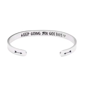 Jvvsci Keep Going You Got This Cuff Bracelet, Inspirational Motivational Gift, Friends BFF Sisters Encouragement Gift,Uplifting Gift for Her, Strength Jewelry, Arrow Symbols, Secret Message