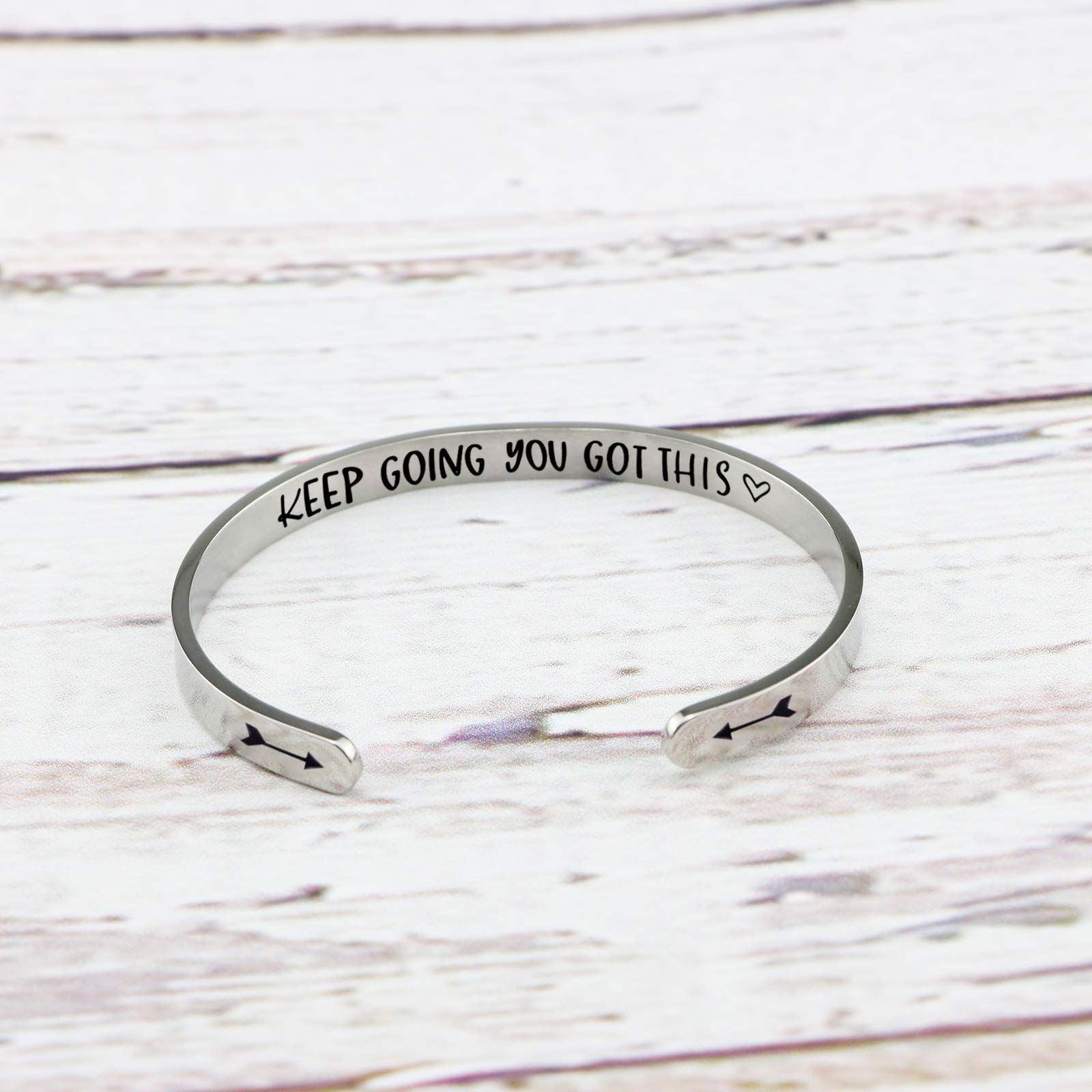 Jvvsci Keep Going You Got This Cuff Bracelet, Inspirational Motivational Gift, Friends BFF Sisters Encouragement Gift,Uplifting Gift for Her, Strength Jewelry, Arrow Symbols, Secret Message