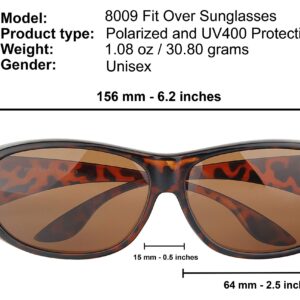 Fit Over Sunglasses Polarized Lens Case Included Wear Over Prescription Eyeglasses 100% UV Protection for Men and Women Brown Lens