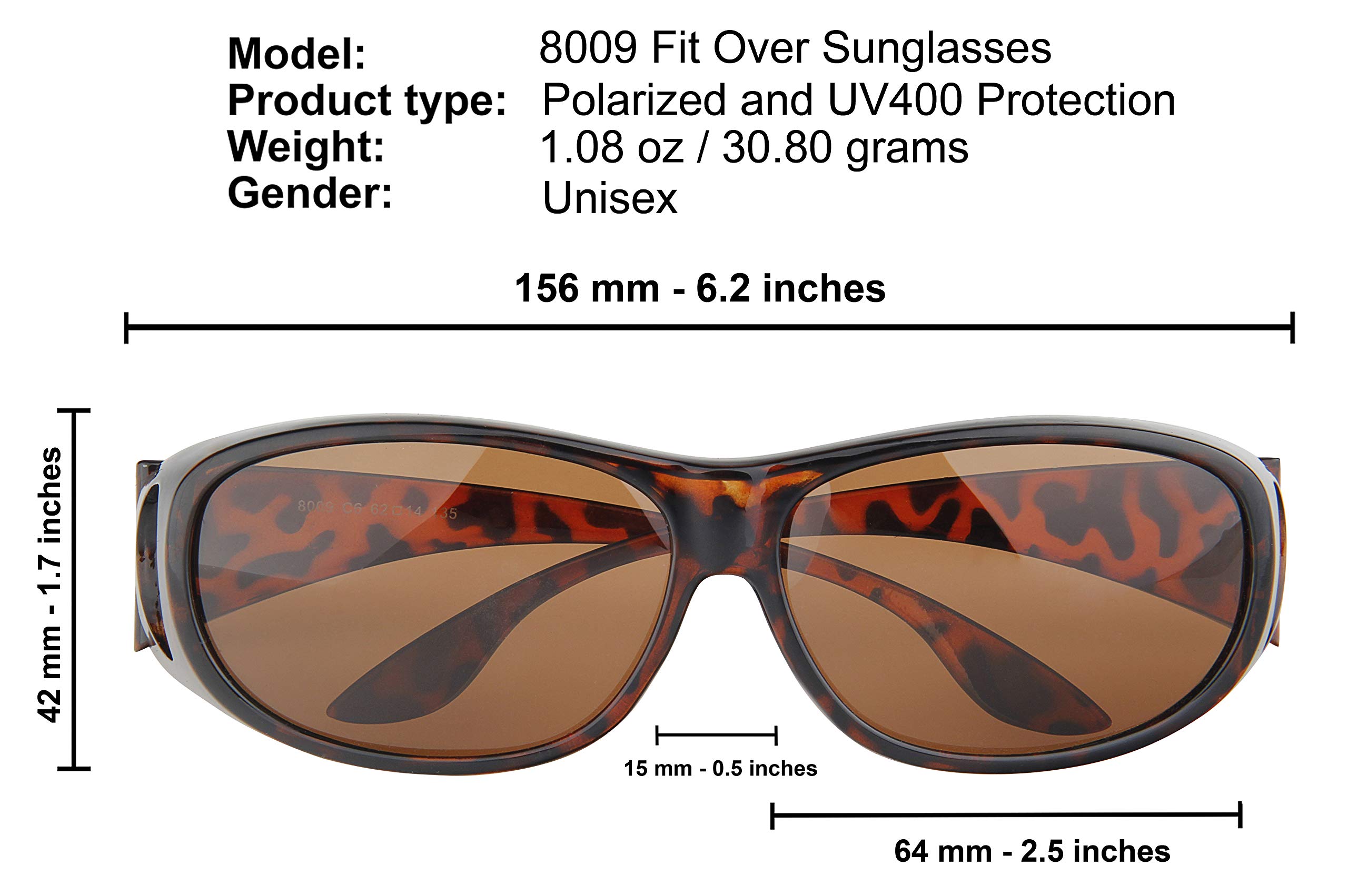 Fit Over Sunglasses Polarized Lens Case Included Wear Over Prescription Eyeglasses 100% UV Protection for Men and Women Brown Lens