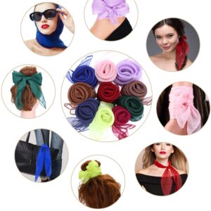 Boao 6 Pieces Chiffon Scarf 1950s Square Scarf Neck Head Scarfs Vintage Soft Scarf Polyester Scarves for Women Girl Lady (Red, Pink, Coffee, Atrovirens, Light Blue, Light Purple,)