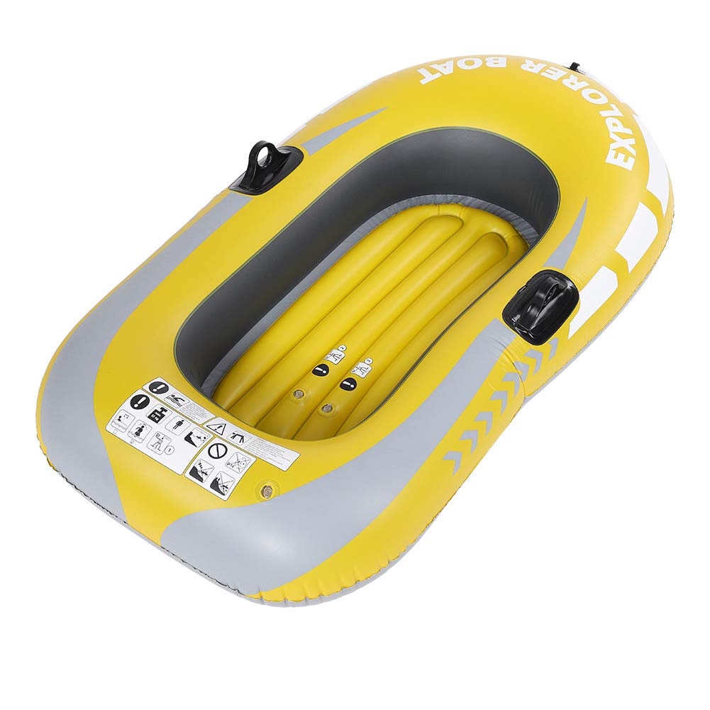 Wbestexercises Inflatable Boat with Two Paddle Mounts, 1 Person PVC Thicken Inflatable Kayak Canoe Rowing Air Boat Fishing Drifting Diving, Yellow