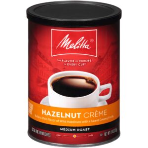 Melitta Hazelnut Crème Flavored Coffee, Medium Roast, Extra Fine Grind, 11 Ounce Can (Pack of 6)