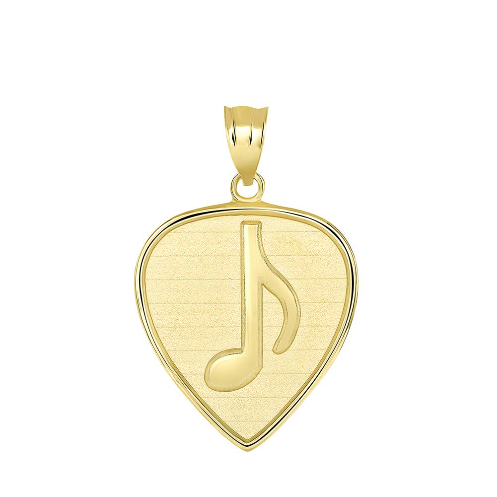 Fine 14k Yellow Gold Musical Note Guitar Pick Charm Pendant