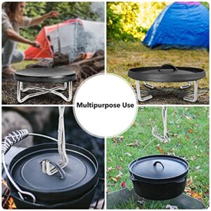 Stanbroil 8" Stainless Steel Folding Dutch Oven Lid Stand for Campfire Cooking, 4-in-1 Folding Pot Stand Camp Dutch Oven Tool