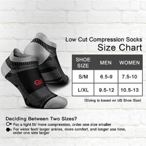 PAPLUS Low Cut Compression Socks for Men and Women, No Show Ankle Running Compression Foot Socks with Arch Support for Plantar Fasciitis, Cyling, Athletic, Flight, Travel, Nurses